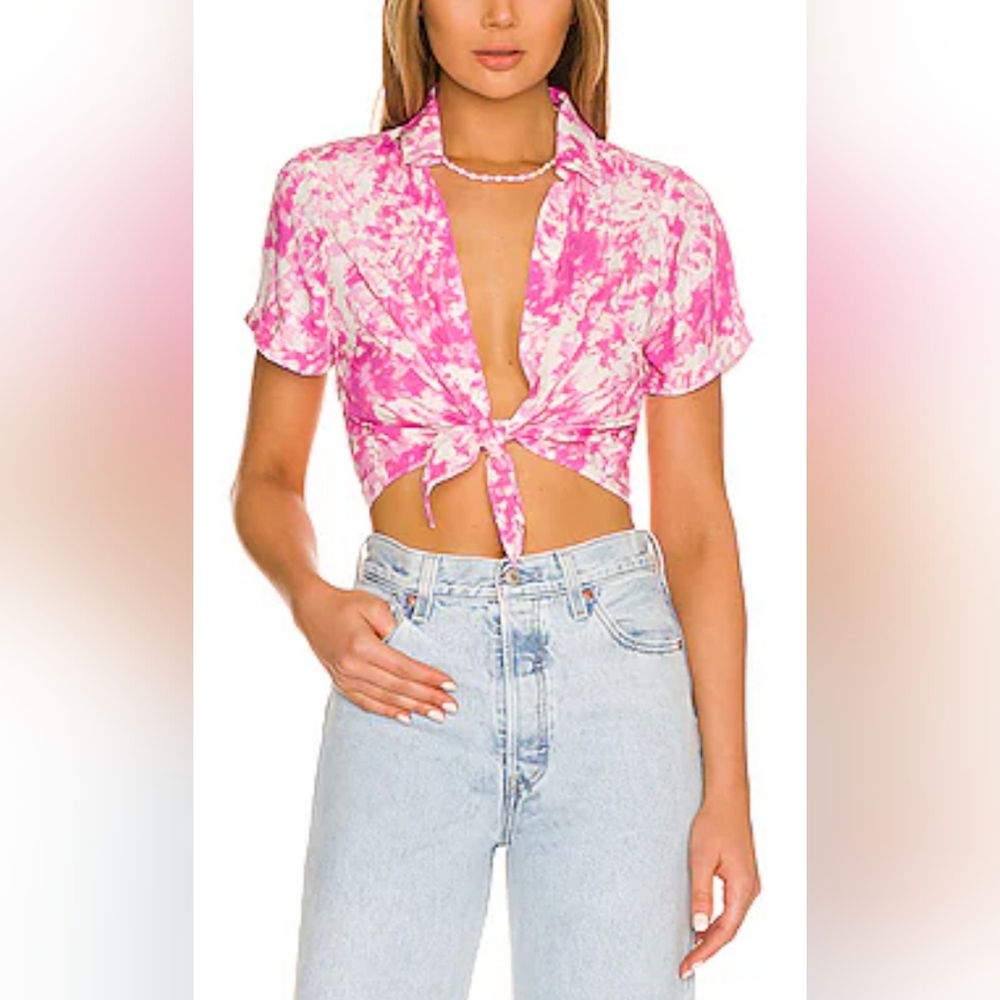 For Love & Lemons Devon Crop Top/Pink